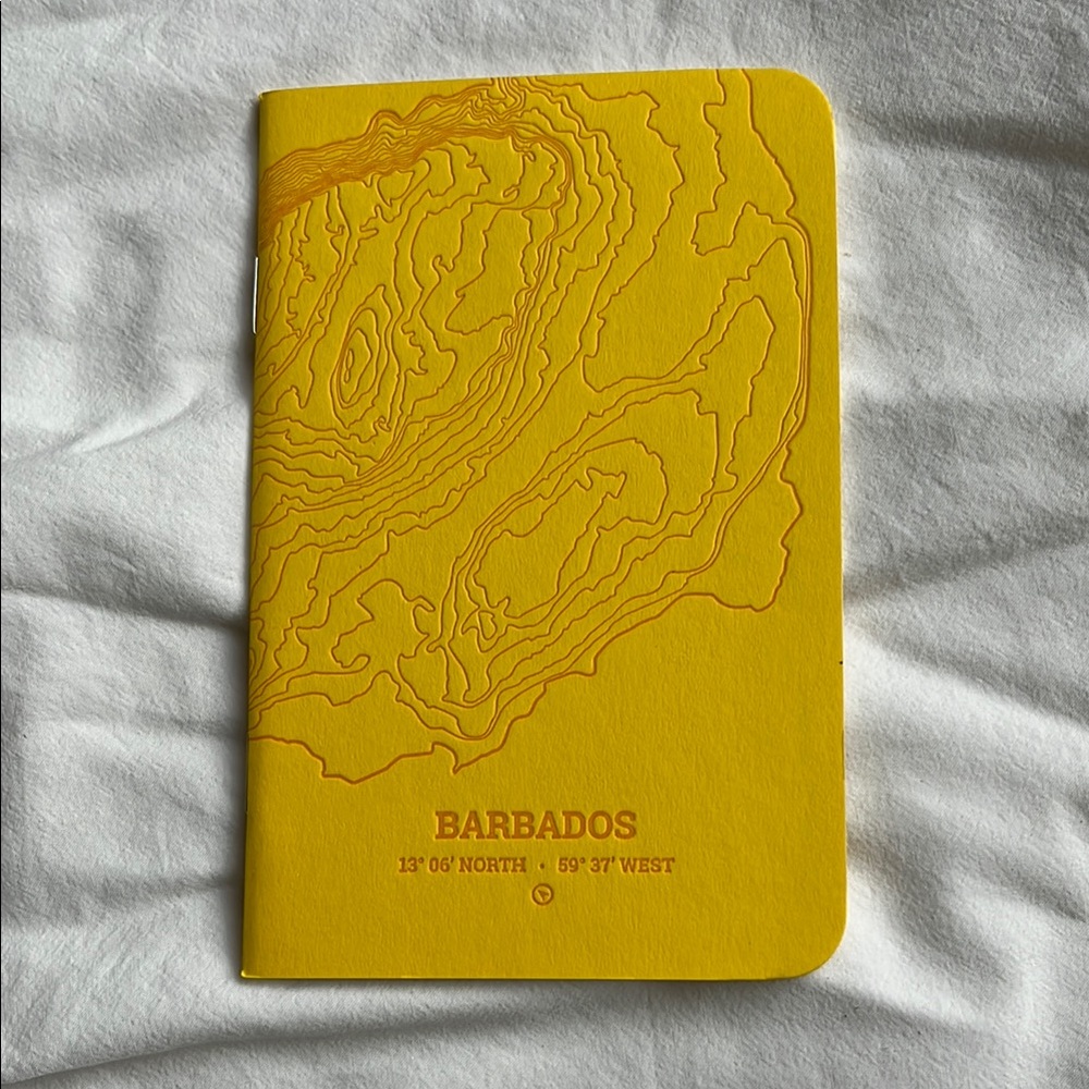 6/$24 Yellow Barbados Travel Letterpress Notebook | New!